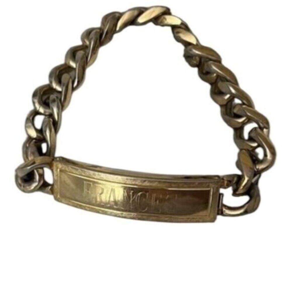 Vintage Speidel Vintage Men's Gold Tone ID Bracelet 1980s Engraved